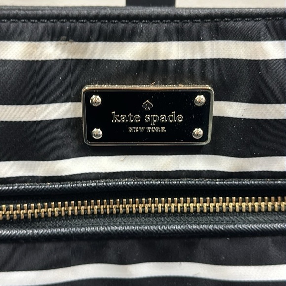 Kate Spade NY Striped Nylon Crossbody Black & White Preppy Academia Classic Chic - Picture 5 of 12